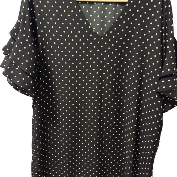 Banana Republic Black Polka Dot Dress With Ruffle Sleeves Womens Size 10 Dress - Picture 4 of 12